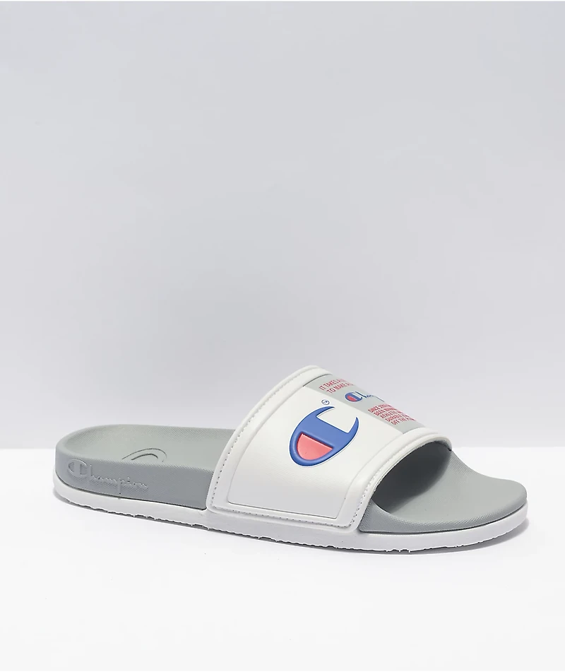 Champion CS Squish White & Grey Slide Sandals
