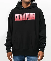 Champion Chenille Ombre Logo Reverse Weave Black Hoodie