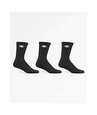 Champion Classic C Logo Black 3 Pack Crew Socks