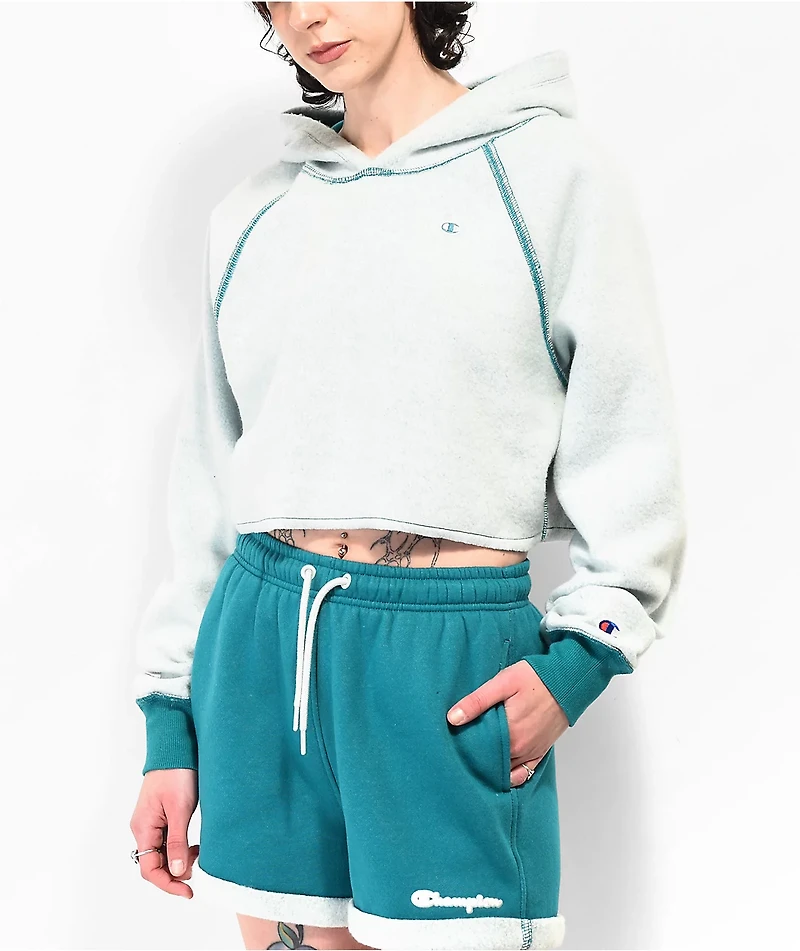 Champion Classic Reverse Weeve Crop Green Hoodie