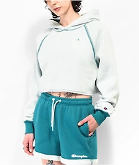 Champion Classic Reverse Weeve Crop Green Hoodie
