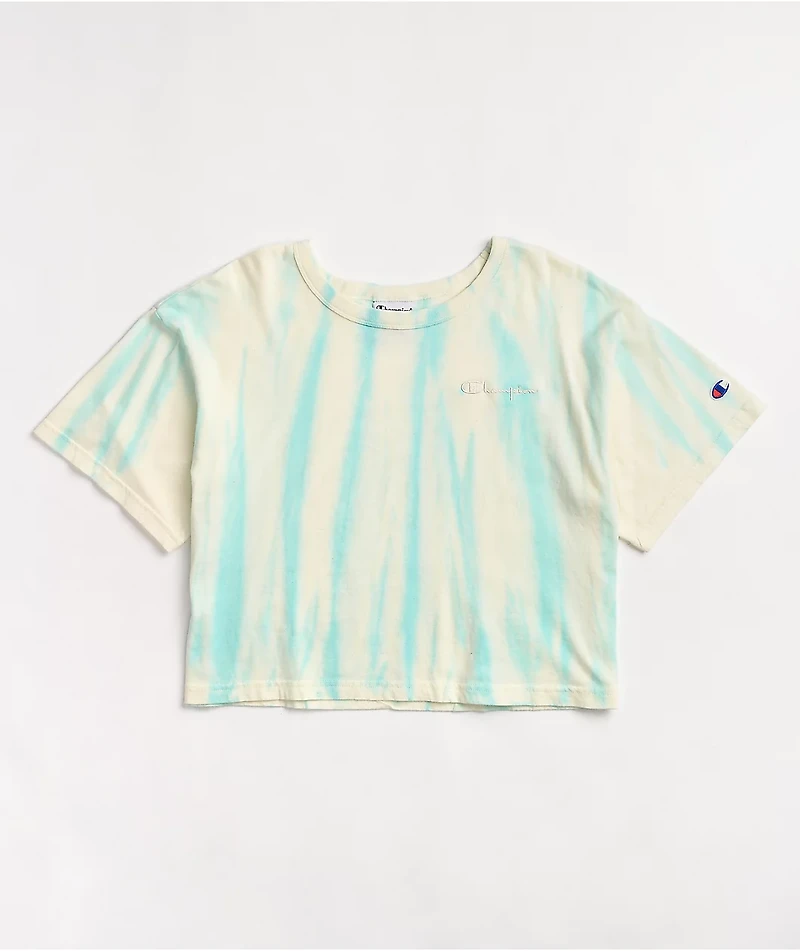 Champion Feather Dye Ice Fall & Cream Crop T-Shirt