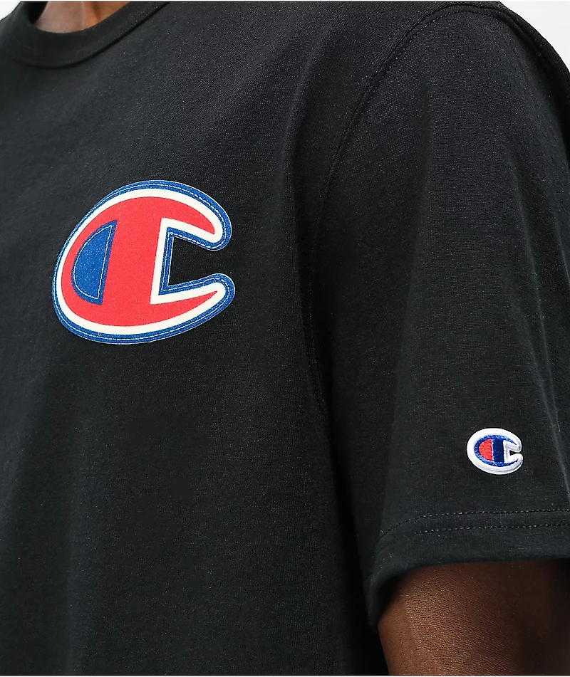 Champion Felt Applique Black T-Shirt