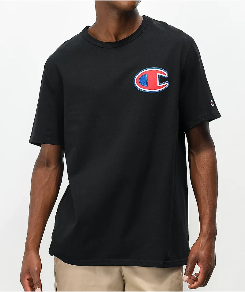 Champion Felt Applique Black T-Shirt