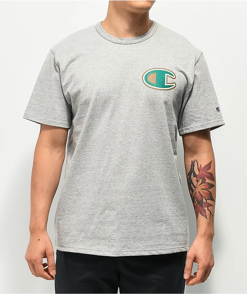 Champion Felt Applique Grey T-Shirt