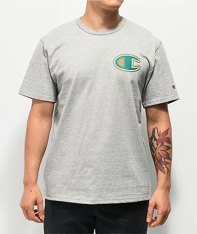 Champion Felt Applique Grey T-Shirt