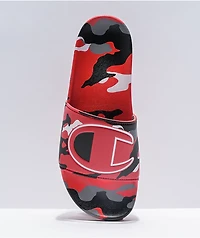 Champion IPO Camo Scarlet, Silver, & Black Slide Sandals
