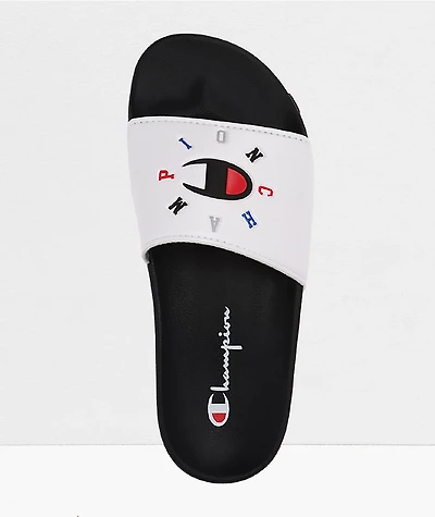 Champion IPO Circular White & Black Slide Sandals