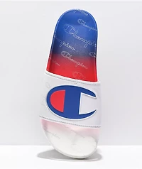Champion IPO Fade White & Blue Slide Sandals