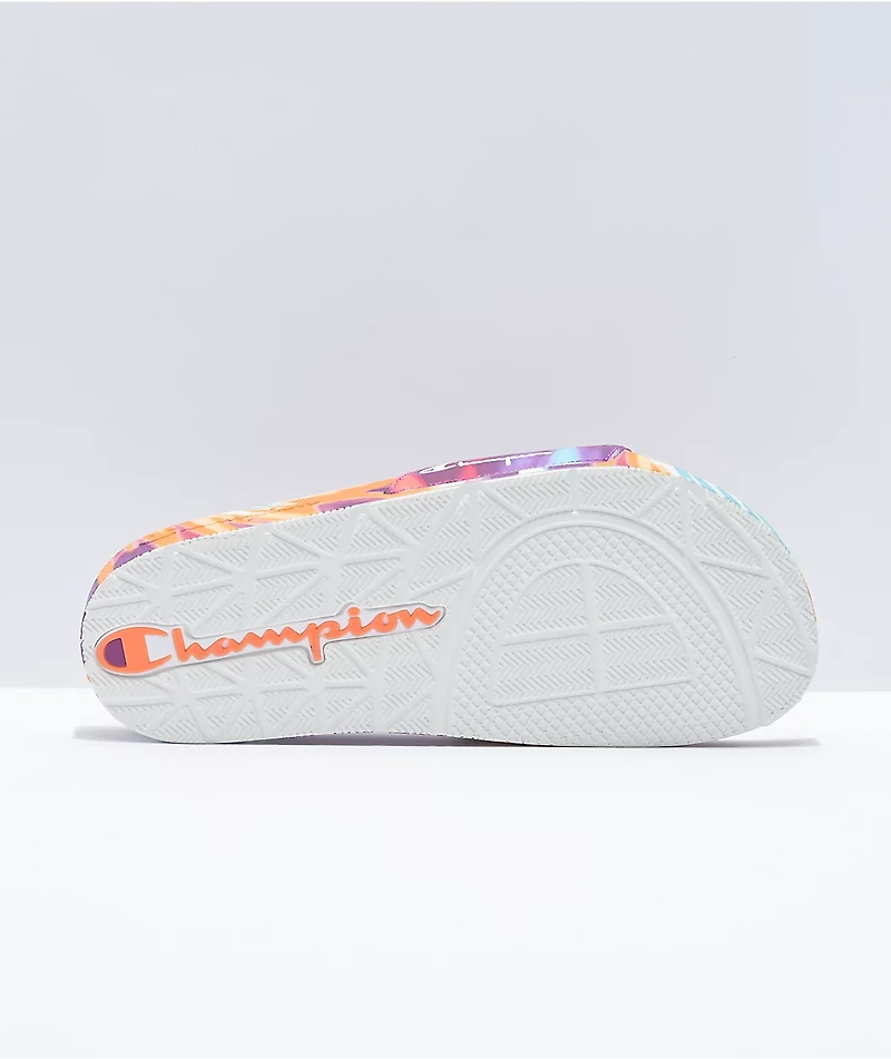 Champion IPO Magenta, Orange & Blue Tie Dye Slide Sandals