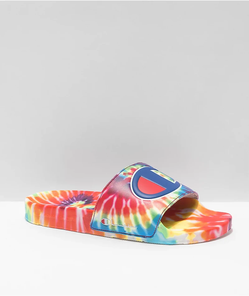Champion IPO Rainbow Tie Dye Slide Sandals
