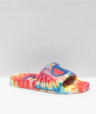 Champion IPO Rainbow Tie Dye Slide Sandals