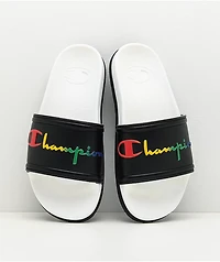 Champion IPO Squish Black & Rainbow Slide Sandals