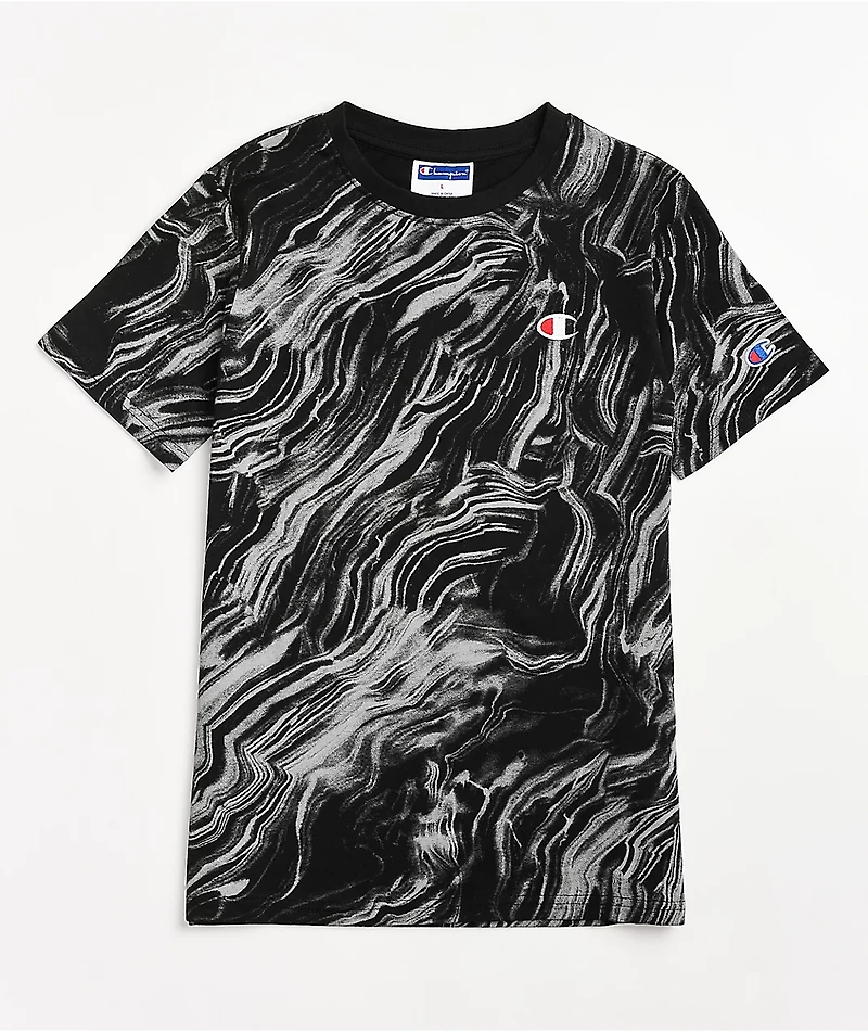 Champion Kids AOP Marbled Black T-Shirt