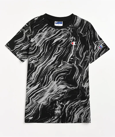 Champion Kids AOP Marbled Black T-Shirt