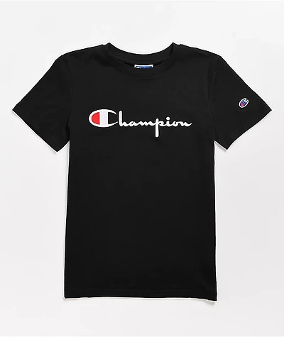 Champion Kids Embroidered Script Black T-Shirt