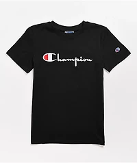 Champion Kids Embroidered Script Black T-Shirt