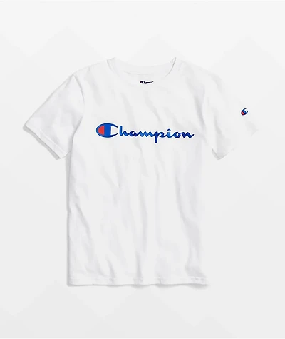 Champion Kids Heritage Script White T-Shirt