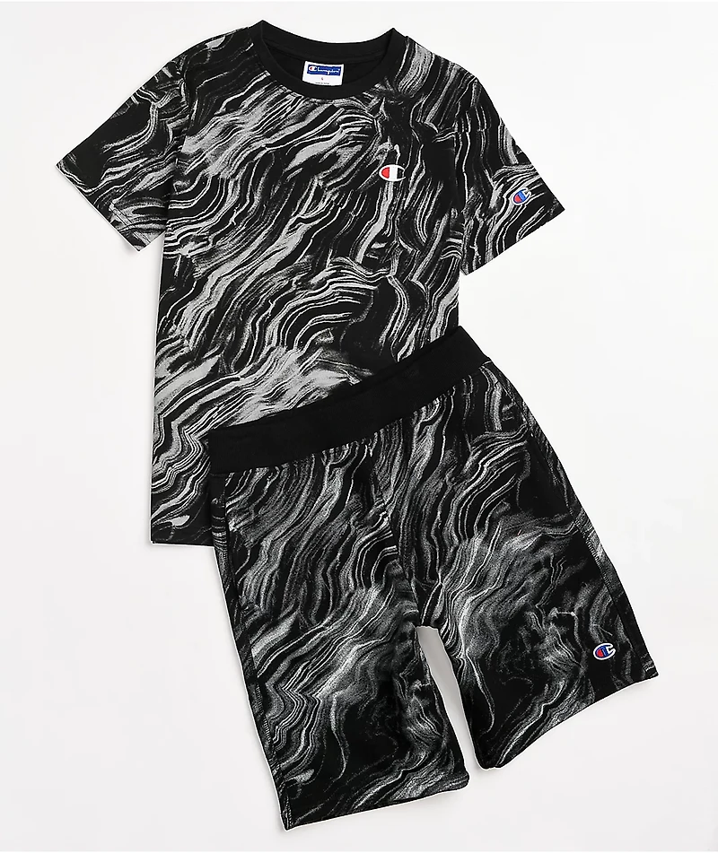 Champion Kids Marbled Black Sweat Shorts