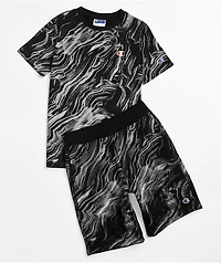 Champion Kids Marbled Black Sweat Shorts