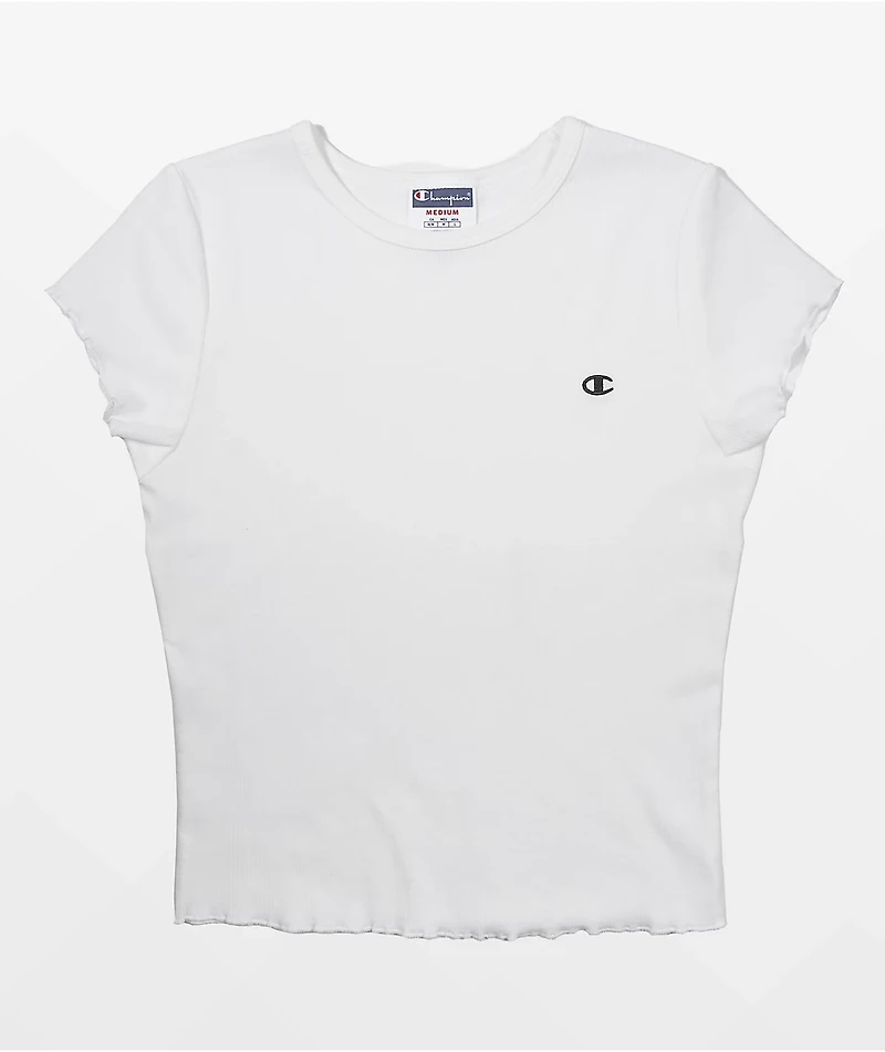 Champion Lettuce Edge White Crop T-Shirt