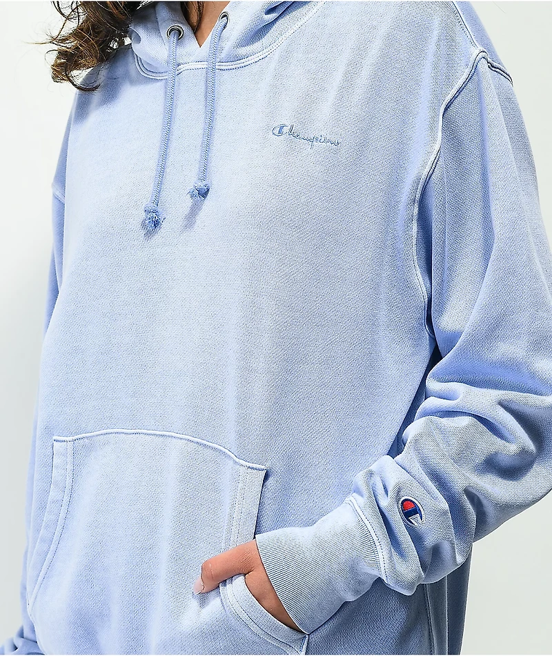 Champion Lightweight Charm Blue Mineral Wash Hoodie