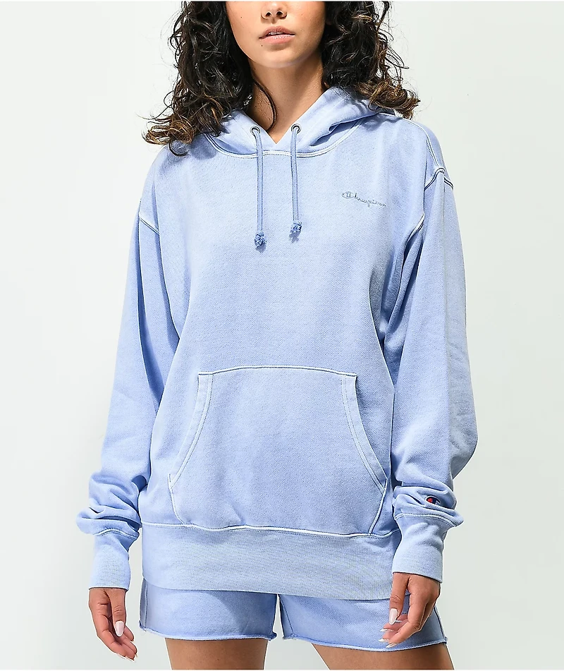 Champion Lightweight Charm Blue Mineral Wash Hoodie