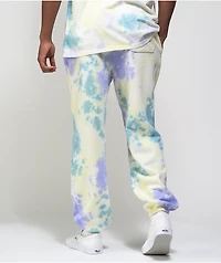 Champion Lightweight Lemon Glacier, Blue, & Purple Tie Dye Sweat Pants