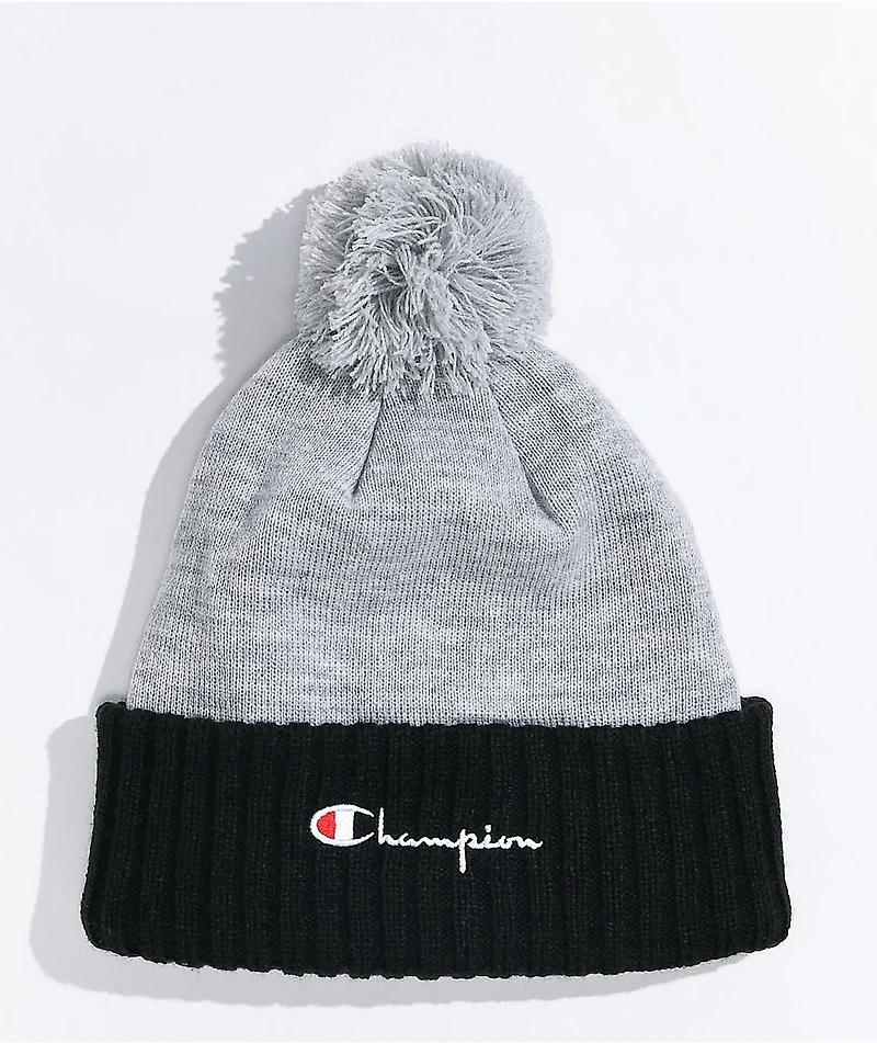 Champion Oxford Grey & Black Pom Beanie