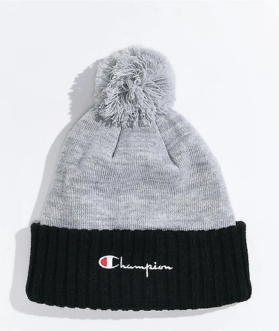 Champion Oxford Grey & Black Pom Beanie