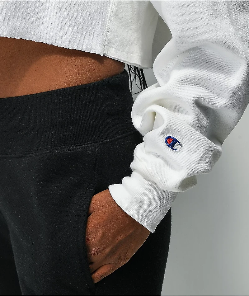 Champion Reverse Weave 3C White Crop Hoodie