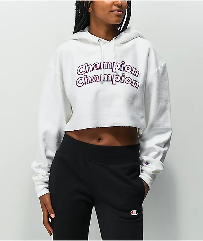 Champion Reverse Weave 3C White Crop Hoodie