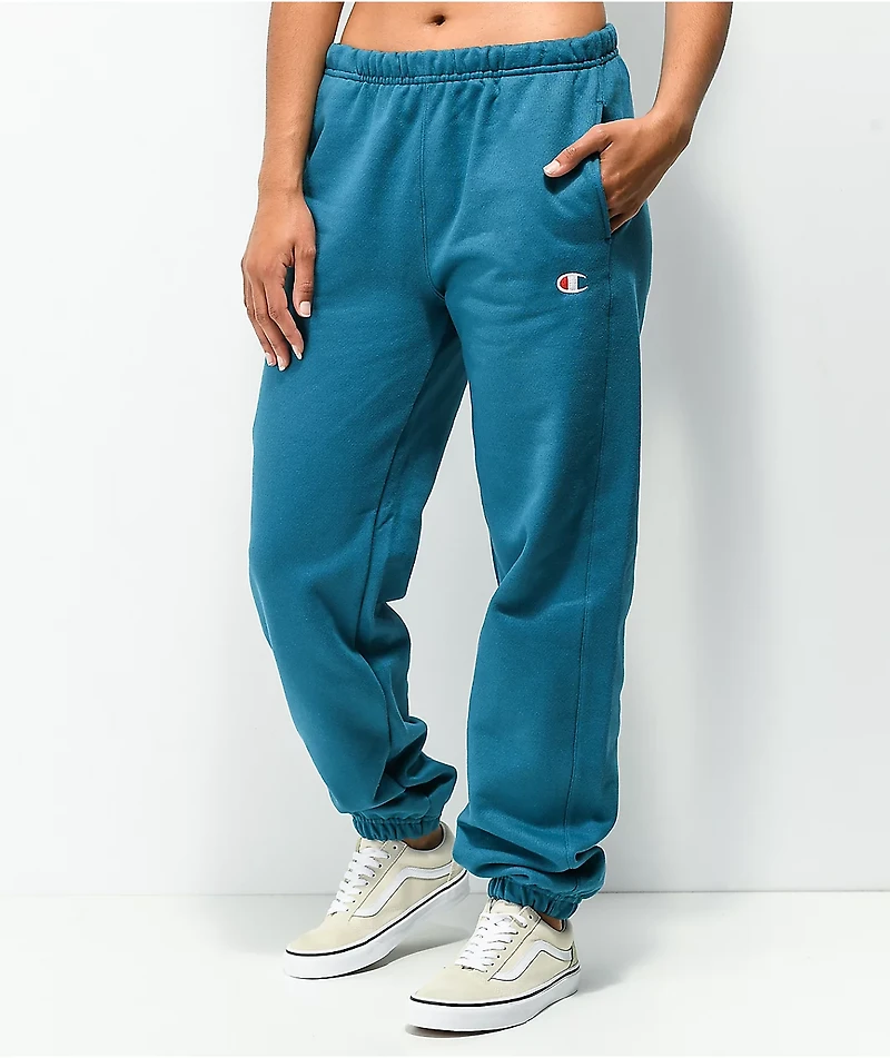 Champion Reverse Weave Boyfriend Fit Teal Sweatpants