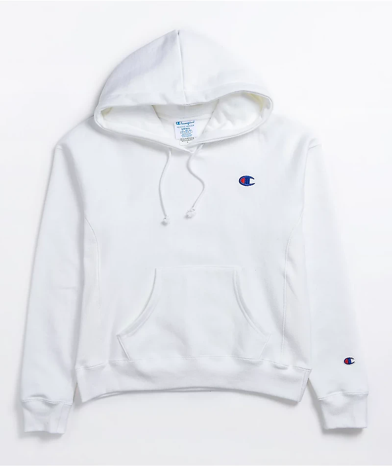 Champion Reverse Weave C Emblem White Hoodie
