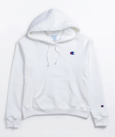 Champion Reverse Weave C Emblem White Hoodie