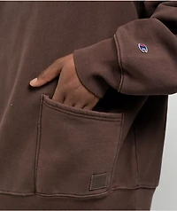 Champion Reverse Weave Crossover Warm Chocolate Brown Vintage Dye Hoodie
