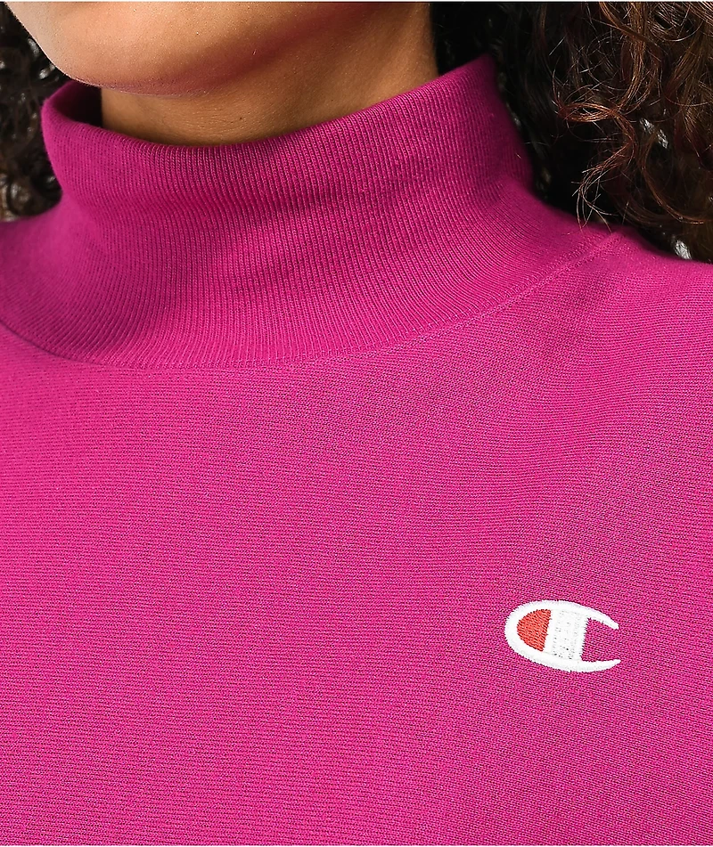 Champion Reverse Weave Inari Purple Crop Mock Neck Sweatshirt