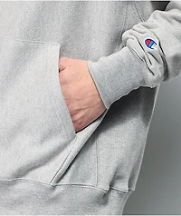Champion Reverse Weave Logo Script Grey Hoodie