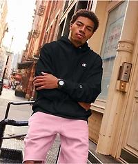 Champion Reverse Weave Small Logo Black Hoodie