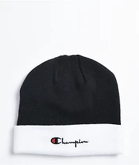 Champion Script Black & White Cuffed Beanie