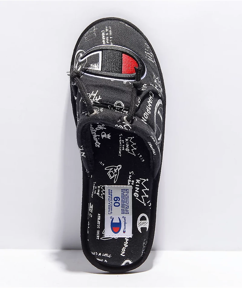 Champion Sleepover Doodle Hoodie Black Slippers