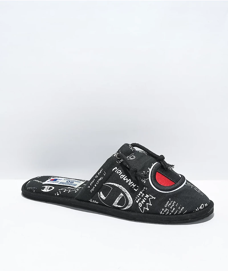 Champion Sleepover Doodle Hoodie Black Slippers