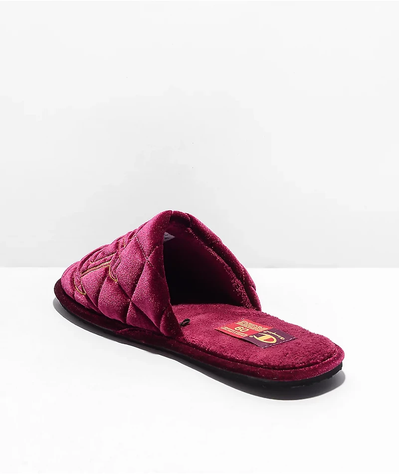 Champion Sleepover Lux Red & Gold Velvet Slippers