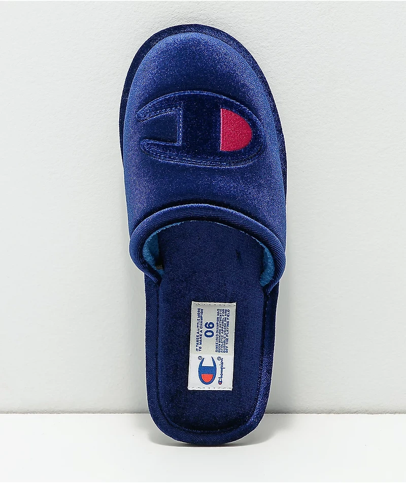 Champion Sleepover Navy Velvet Slippers
