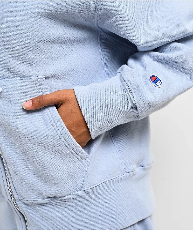 Champion Stadium Reverse Weave Pewter Blue Zip Hoodie