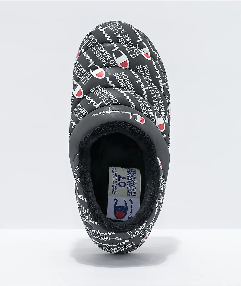 Champion Varsity Reflective Black & White Slippers