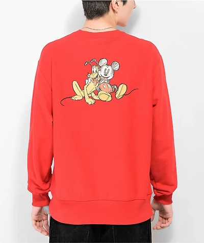 Champion x Disney Mickey & Pluto Red Crewneck Sweatshirt
