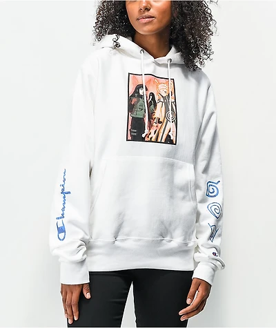 Champion x Naruto Uzumaki Reverse Weave White Hoodie