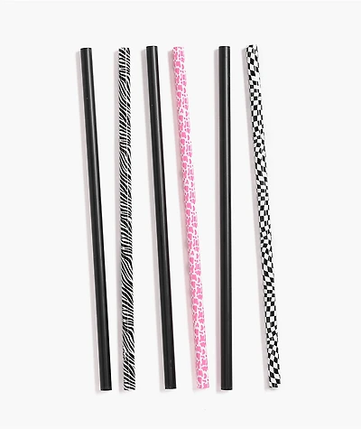 CharCharms Animal Print 6 Pack 40oz Tumbler Straws