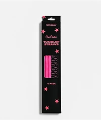 CharCharms Cyber Black & Pink 6 Pack 40oz Tumbler Straws
